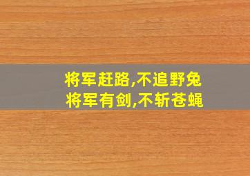 将军赶路,不追野兔 将军有剑,不斩苍蝇